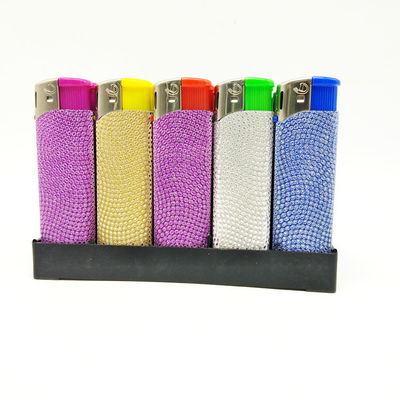 Allumeur à gaz au butane rechargeable avec personnalisation au diamant rose