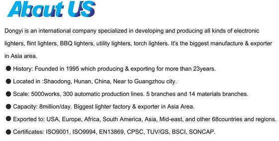 2021 Hunan Dongyi Développer des briquets électriques de cuisine à gaz BBQ avec certification ISO22702