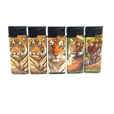 ISO9994 Standard Turbo Flame Windproof Gas Lighter avec autocollant Tiger Logo personnalisé